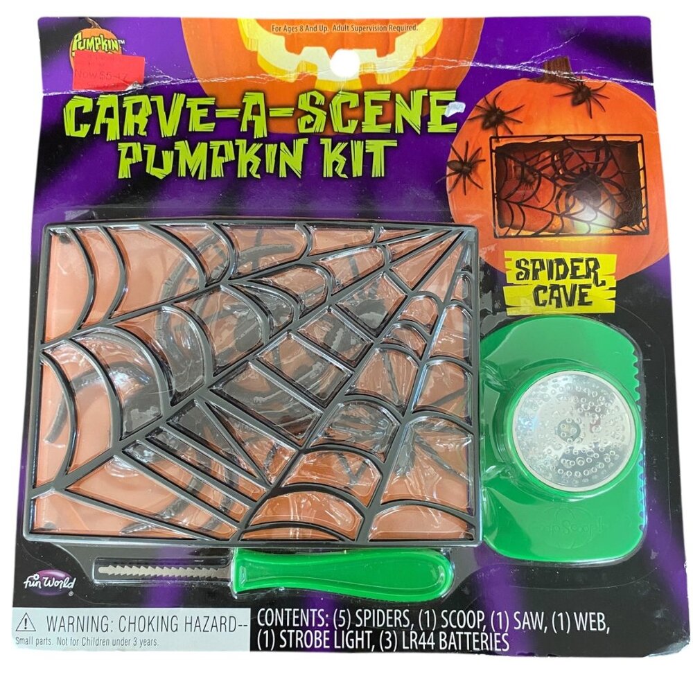 Carve-A-Scene Pumpkin Kit With Spider Cave & Tools For Halloween Decor